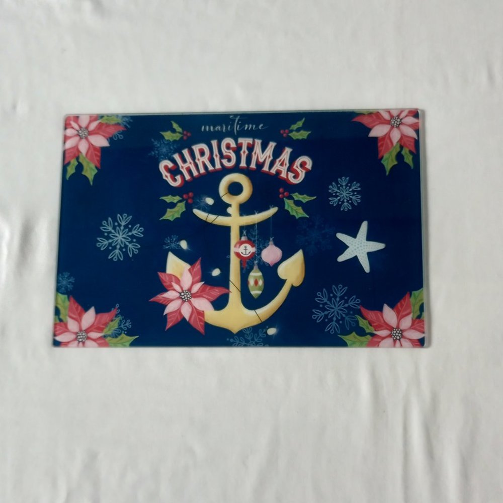 NWT   Glass Christmas Charcuterie or  Cutting Board-